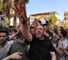 Thousands of citizens mourn the body of the martyr Badr al-Masri in Nablus
