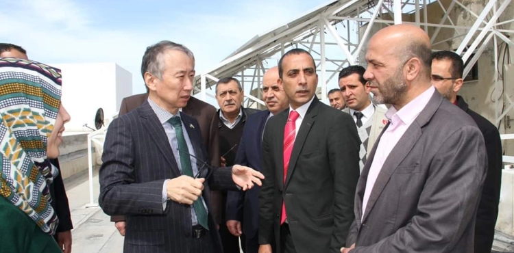 Japanese Ambassador launches solar energy project for the Department of Industrial College at Najar Hospital in Gaza