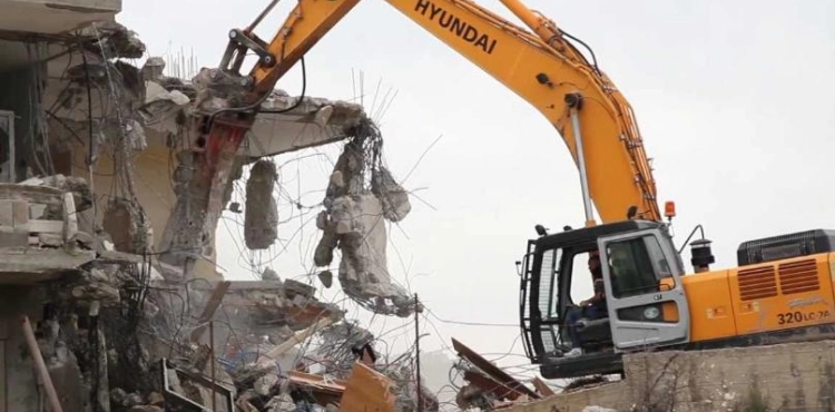 The occupation demolishes a house in the village of Nabi Elias east of Qalqiliya