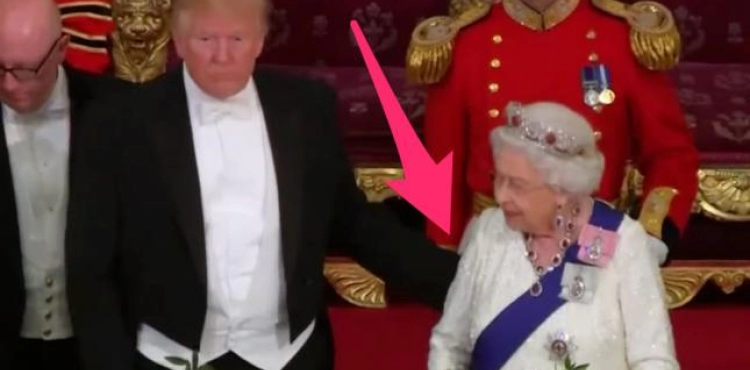 Trump breaks the protocol with &quot;shoulder movement&quot; in front of the Queen of Britain