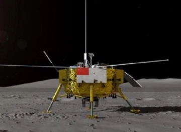 A Chinese lunar exploration vehicle is traveling 212 meters on the far side of the moon