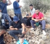 The occupation holds a family from Qaryut and prevents them from reaping almonds from their land near a settlement outpost
