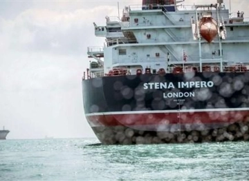 The Swedish oil tanker &quot;Stena Impero&quot; docked at a port in Dubai after leaving Iran
