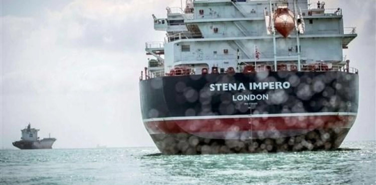 The Swedish oil tanker &quot;Stena Impero&quot; docked at a port in Dubai after leaving Iran