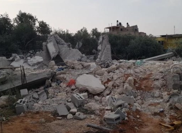The occupation demolishes a house under construction in Taibeh