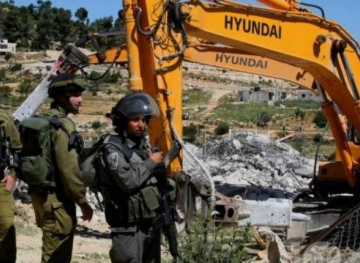 Israeli forces demolish a cafe in Battir, west of Bethlehem