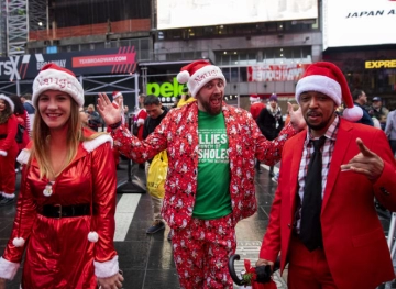 Santa Claus celebrates the annual gathering in New York