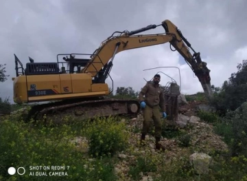 The occupation demolishes three houses under construction west of Jenin