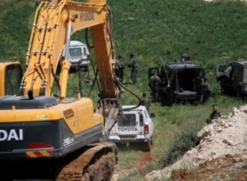 Settlement leveling in the Burin lands, south of Nablus
