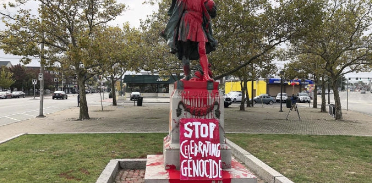 Remove a statue of Christopher Columbus in San Francisco