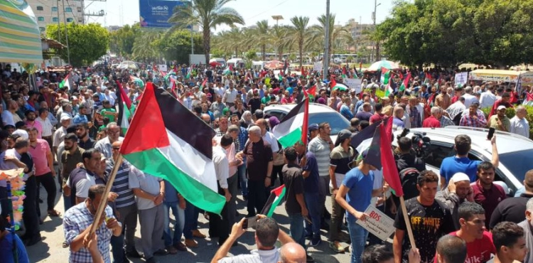 A mass rally in Gaza, rejecting &quot;annexation&quot;, amid calls for unity and uprising in the face of the occupation
