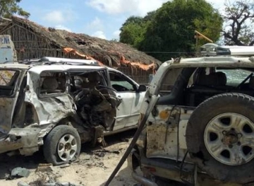 Five Somali soldiers were killed and an American advisor wounded in a car bomb attack