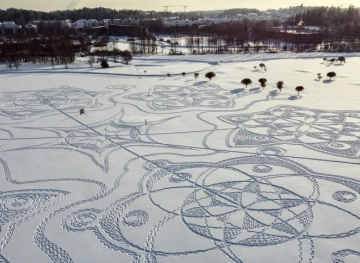 A giant painting carved into the snow is a huge success in Finland