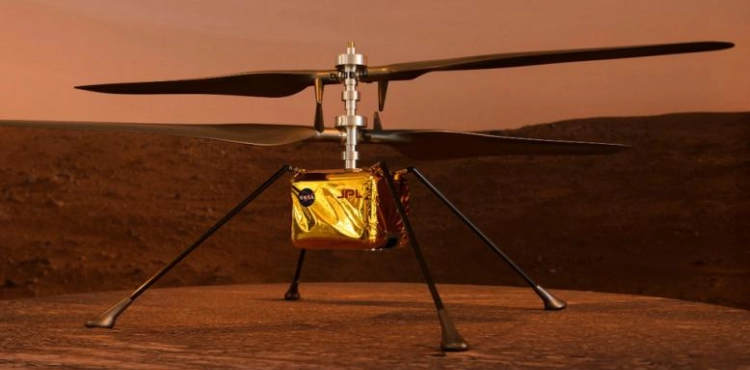 The &quot;Ingenuity&quot; helicopter is on the surface of Mars in preparation for flying through its skies