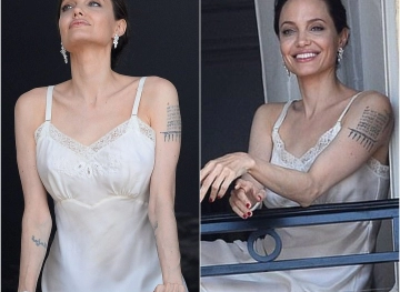 Angelina Jolie surprises her audience from her balcony in Paris