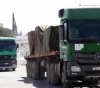 A Jordanian aid convoy on its way to Gaza