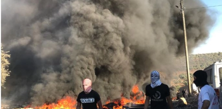 A provocative march by settlers from Zaâ€™tara Checkpoint towards â€œJabal Sabihâ€ in Beita