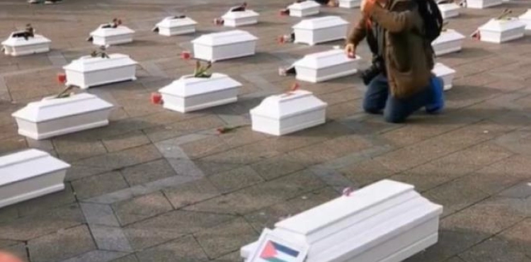 Symbolic funeral for Gaza&acute;s child martyrs in Danish capital